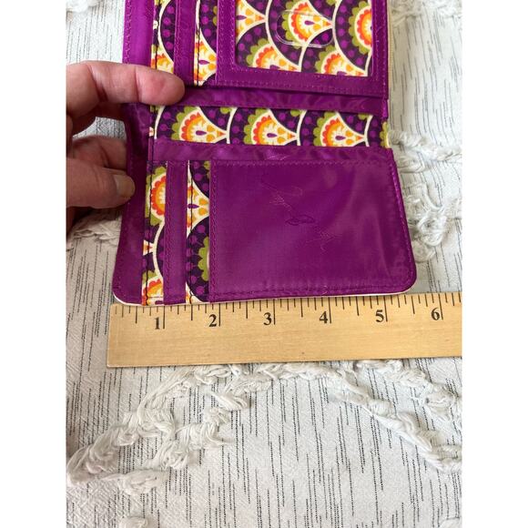 Vera Bradley Plum Crazy Wristlet Wallet Case Small Purse Zip Coin Pouch - Picture 6 of 13